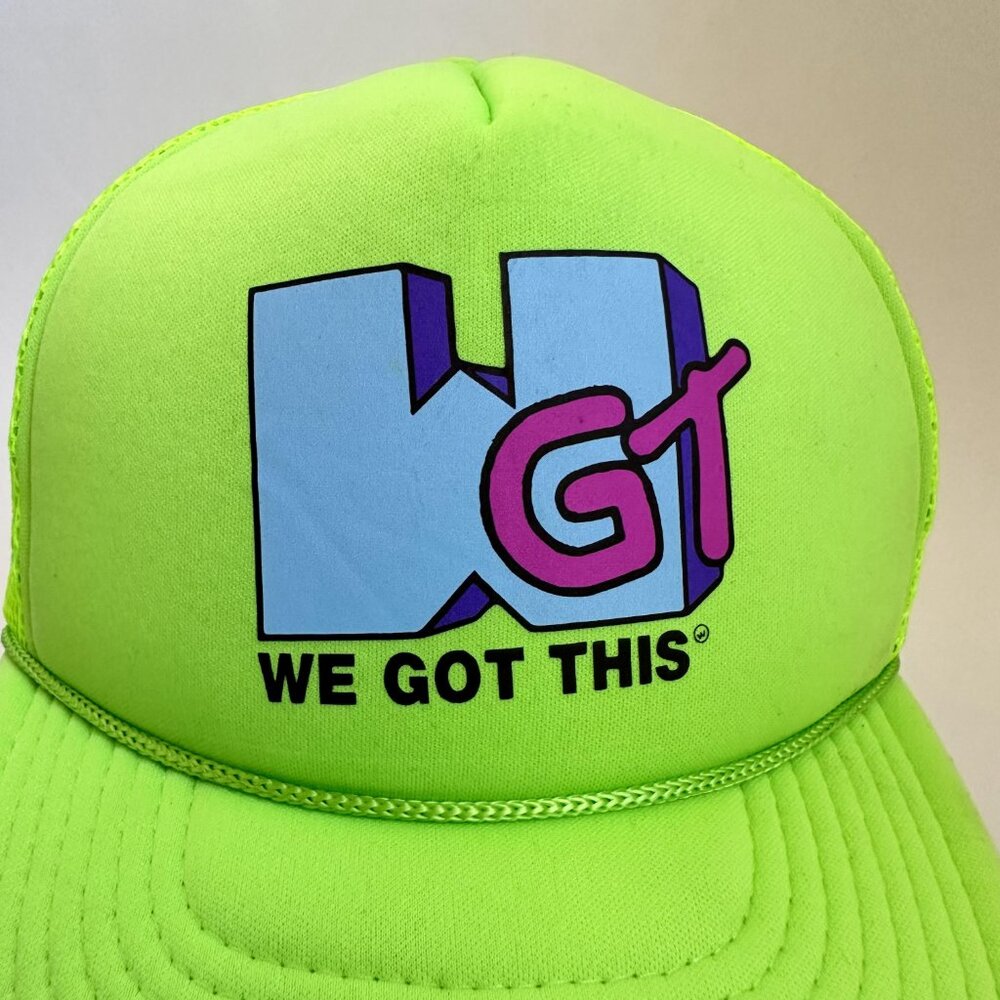 We Got This Trucker Hat Decky Mesh Adjustable Snapback Baseball Cap Neon Green - Picture 2 of 7